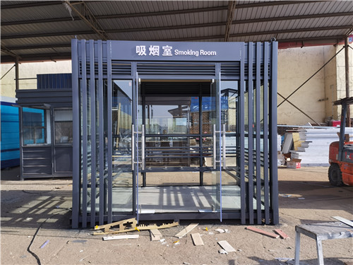 徐州内蒙古工厂吸烟亭玻璃吸烟室完工